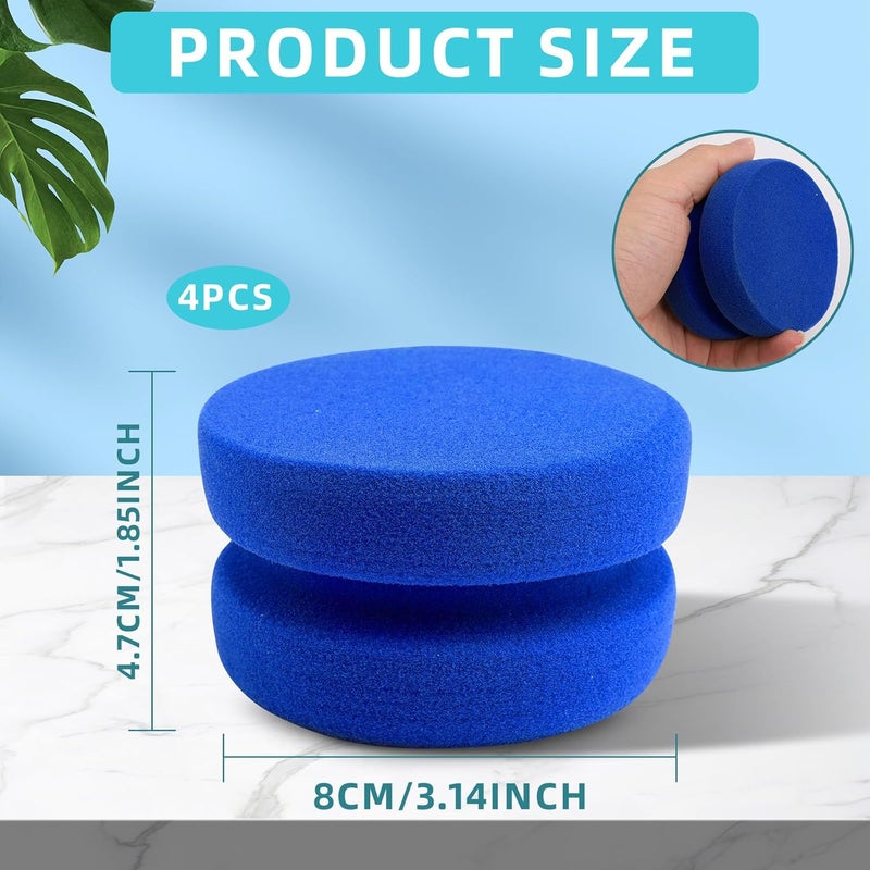 Pretwad 4PCS Double-Side Round Paint Sponge Applicators - 3.1 Inch Blue Round Detail Sponges Painting Sponges for Acrylic Oil Watercolor Art & Car Waxing Kitchen Cleaning - Image 2